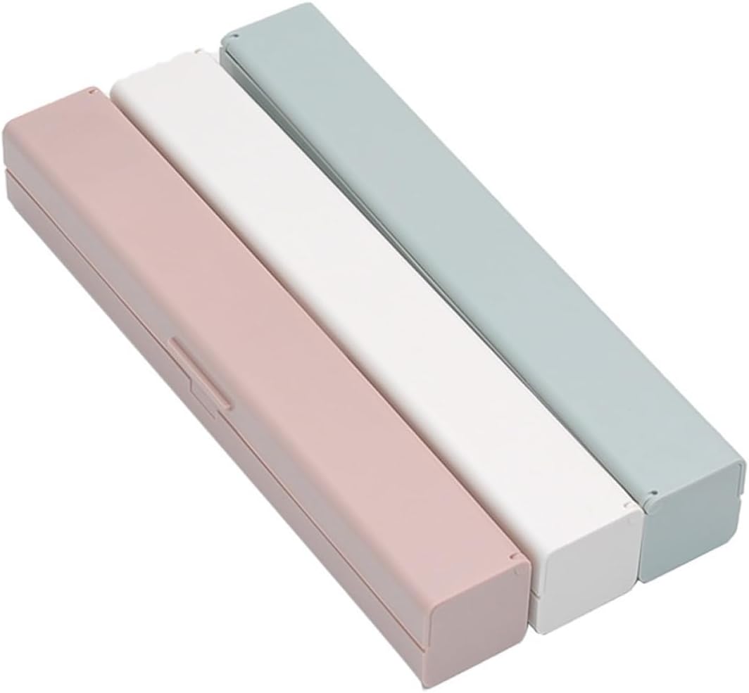 Cling Film Dispenser Plastic Wrap Dispenser Food Wrap Cling Film Storage Organizer for Kitchen Aluminum Foil Wax Paper 3 Pieces (Color: Blue White), foil cutter dispenser