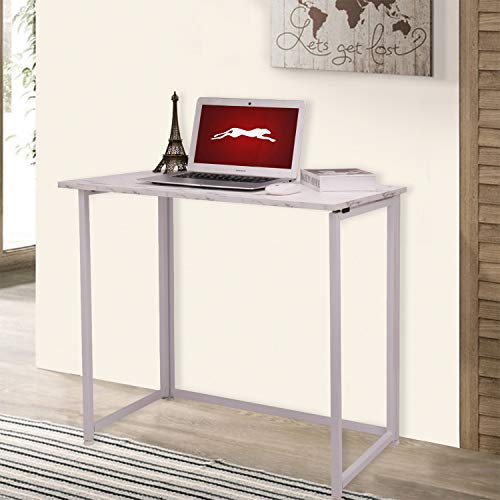 Leopard Outdoor Products Folding Computer Desk For Small Spaces, Space-Saving Home Office Desk, Foldable Computer Table, Laptop Table, Writing Desk, Compact Study Reading Table (Marble White) #TOP1