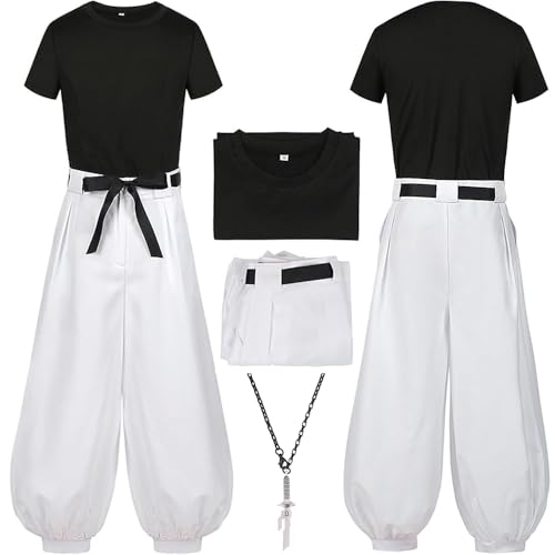 Vcnoeo Fushiguro Costume Outfit Fushiguro Uniform Set Men Halloween (White 2X-Large)