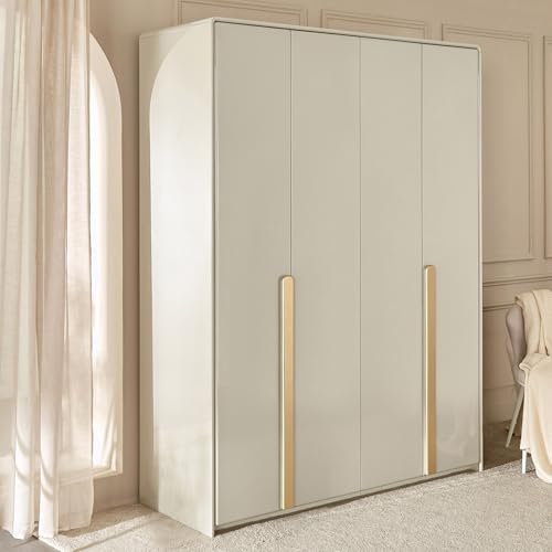 Image of Home Centre Home Shores 4-Door Wardrobe - Greige