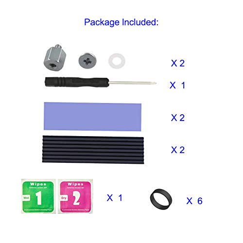 Genrice 2 Pack Aluminum Heatsink Andmounting Screw Screwdriver Kit,Pcie Nvme M.2 2280 Ssd Heatsinks Coolerand Silicone Thermal Pad #TOP6