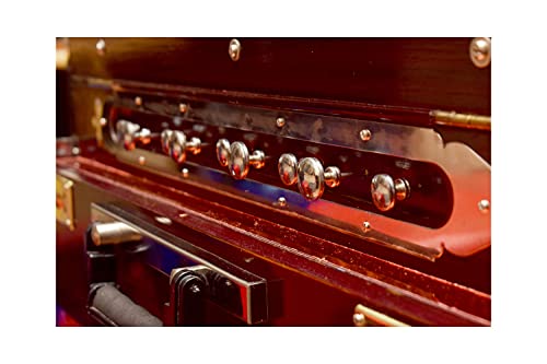 Lydian Non Scale Changer Harmonium Lydnsc-1 Concert Quality Folding Auto Push Mohonlal R.t.delux Double Reed 9Stopper 3 1/2 Octaves Burma Teak Wood Brass Work 7 Part Blow White Nylon With Padding Bag #TOP3