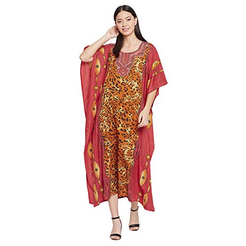 Image of Oussum Women Polyester Casual Long Plus Size Beach Caftan Cover Up Maxi Dress 1X-3X Summer Kaftan Dresses for Women