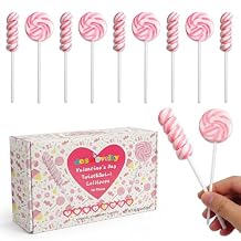 4Es Novelty Pink Swirl and Twist Lollipops 48 Pack - Individually Wrapped Valentines Candy Bulk for Kids Classroom Exchange Gifts Candy, Suckers Bulk Valentines Party Favors