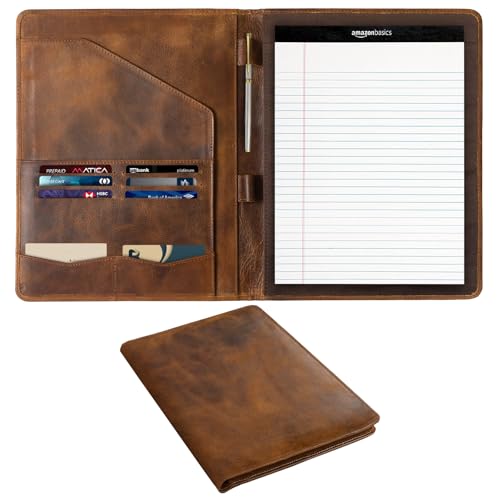 Leather Portfolio Padfolio Folder Binder Organizer Folio Business Portfolio for Men Women Professional Legal Notepad Notebook ELIZO