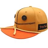 Trick 'R Treat Sam Face, Adjustable Snapback Hat with Flat Brim, Brown