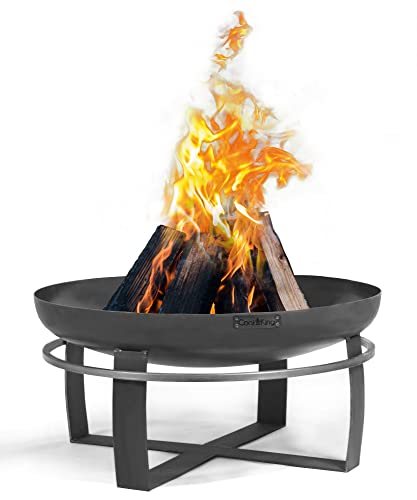 gartendekoparadies.de Edle Feuerschale mit Ringfuß – Runde Feuerstelle & Grill – Handgefertigt aus Stahl, stabil & wetterfest, transportabel (80 cm)