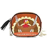 ALAZA Happy Thanksgiving Turkey Bird Crossbody Bag with Adjustable Metal Chain Strap for Women Girl