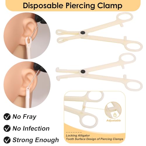 104PCS Body Septum Piercing Kit with 14G/16G/20G Piercing Needles Piercing Jewelry and Tool Set for Ear Nose Belly Button Nipple Lip Cartilage Eyebrow Tongue Navel Piercing Kit for All Piercings - Thumbnail 6