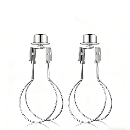 Image of Honoson 2 Pcs Bulb Lamp Shade Light Bulb Clip Adapter Includes Finial and Lampshade Levellers for Replacement (Silver)