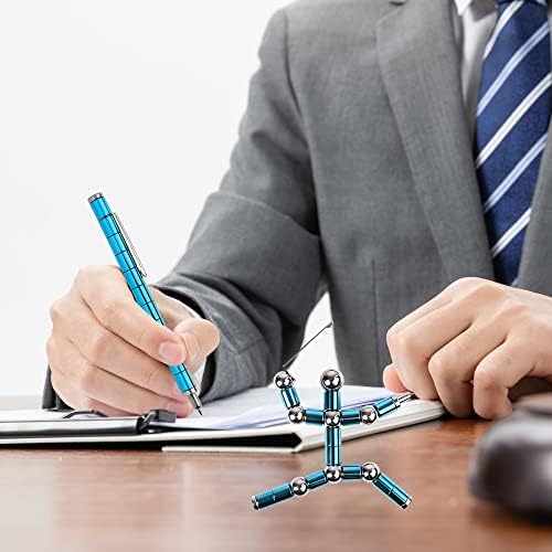 Elegancy Fidget Pen w/Magnetic Balls | Deformable Decompression Magnetic Pen Fidget Toy for Anxiety Relief | Stress Relief Multi-Functional Ballpoint Pens | Cool Stuff Magnets for Kids, Blue
