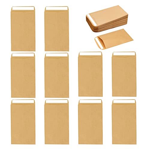 50pcs Small Brown Envelopes for Seeds,6x10cm Mini Brown Seed Envelopes Coin & Small Parts Envelopes,Envelopes Brown Little Kraft Paper Bags for Storing Small Item Seeds Cash Money Beads Coin