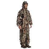 LOOGU Hunting Ghillie Suit, 3D Leafy Camo Suit Military and Shooting Accessories Tactical Gear Clothing for Airsoft, Wildlife Photography Halloween SUPER2.0 3D leaf set, 3XL Fit tall 6.2-6.5ft