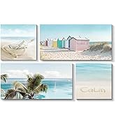 TAR TAR STUDIO Coastal Beach Picture Wall Artwork: Seaside Seascape Painting Print on Canvas for ...