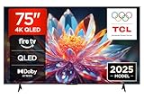 TCL 75T6C 75 Zoll QLED Fernseher, 4K UHD Fire TV, HDR10+, Dolby Vision & Atmos, Smart TV mit Sprachsteuerung mit Alexa, Google Cast & AirPlay 2, HDMI 2.1