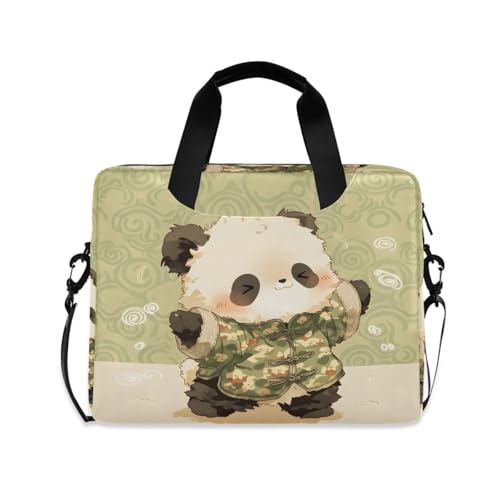 Maletín para portátil con estampado de panda, multi-bolsillos miniatura 1