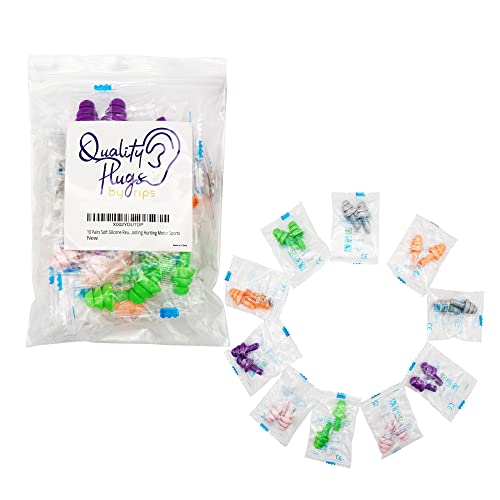 10 Pair Soft Ear Plugs Silicone Reusable Washable for Kids Adults NRR 28dB for Sleeping Snoring Swimming Noise Hearing Protection Earplugs Music Concerts Construction Shooting Hunting Airplane
