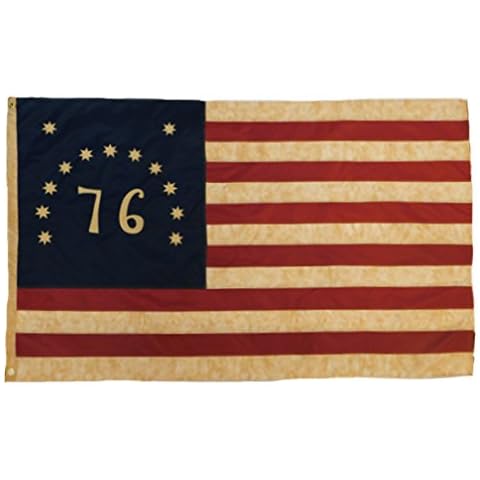 76 Bennington Vintage Flag 3x5' Oxford Polyester Embroidered - Founding Fathers Flags Cover