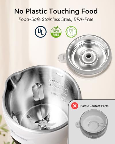IAGREEA 8 in 1 Nut Milk Maker Machine Stainless Steel Lid BPA Free for Homemade Almond/Oat/Soymilk, 35 oz(1L) Almond Milk Maker with 8 Mins Self-Cleaning, 2 hrs Keep Warm, 750W Stirring Power, White - Thumbnail 6