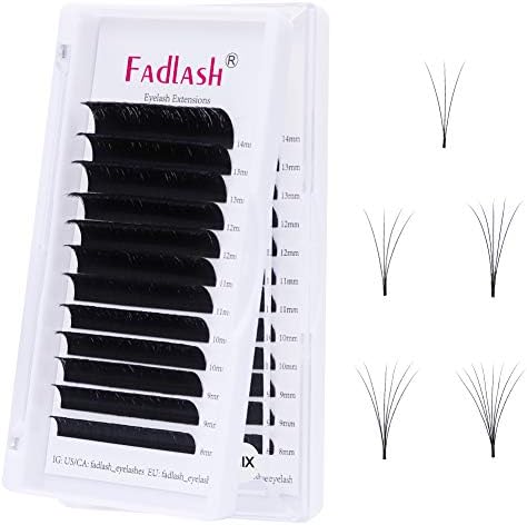 Fadlash Easy Fan Lashes D Curl 0.07 8-14mm Mixed Length Russian Lashes Natural Look Self Fanning Eye Lashes Automatic Blooming Russian Eyelashes Extensions(0.07-D-814)