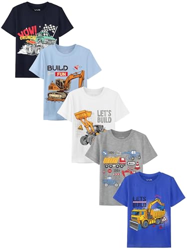WVQ 5 Pack Cotton Toddler Boys Girls Shirts Toddler Short Sleeve Animals Graphic T-Shirts Summer Tops Tees 2T-6Y Color B, 3T