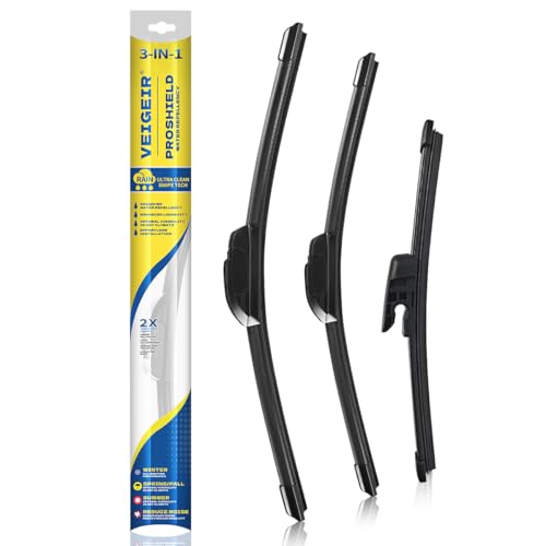 3 Pack Windshield Wiper Blades Compatible with Hyundai Veloster 2012 2013 2014 2015 2016 2017 Original Factory Quality Front Rear Wipers Blade Set for My Car - 26