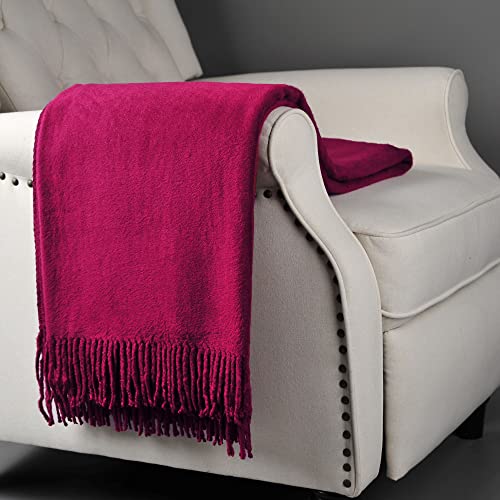 Cuddle Dreams Exclusive Mulberry Silk Throw Blanket With Fringe, Naturally Soft, Breathable (Burgundy) #TOP4