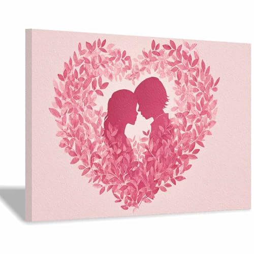 Toile plate en 2D pour la Saint-Valentin de style romantique rose en dimensions 40x60cm encadrée