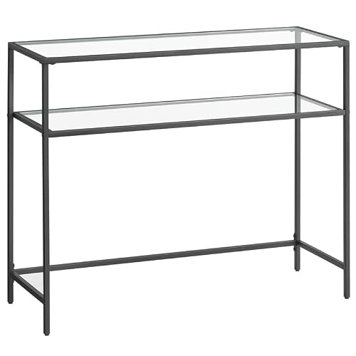 Vasagle 39.4 Inch Console Sofa Table, Modern Entryway Table, Tempered Glass Table, Metal Frame, 2 Shelves, Adjustable Feet, For Living Room, Hallway, Black Ulgt025B01 #TOP26