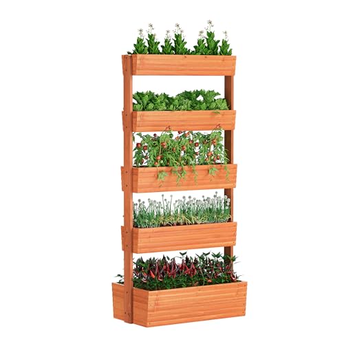 FILWH Wooden Raised Garden Bed Vertical Planter Box, Freestanding Plant