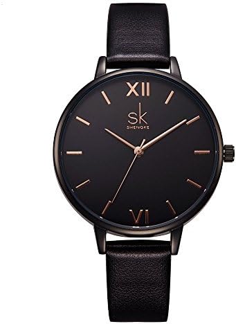 SHENGKE Creative Contrast Color Simplicity Women Watch Genuine Leather Elegant Women Watches Ladies Wristwatch