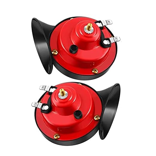 Super Loud Train Horn,1Pair 12V Waterproof Electric Snail Horn Car Horn for Trucks, Train, Boat,Cars, Motorcycle, Bikes & Boats… (Red)