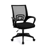 duehome | Silla de Escritorio Ergonómica con Respaldo Transpirable, Altura Regulable, Ruedas 360°, Modelo Nika, Acabado en Color Negro, Medidas: 55 cm (Ancho) x 47 cm (Largo) x 84-94 cm (Alto)