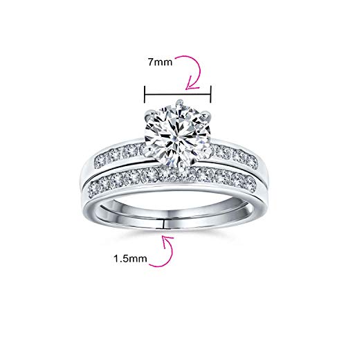 Bling Jewelry Classic Art Deco Vintage Style AAA CZ 1-3.5 CTW Cubic Zirconia Brilliant Cut Round Solitaire Anniversary Band Wedding Engagement Ring Set For Women .925 Sterling Silver4