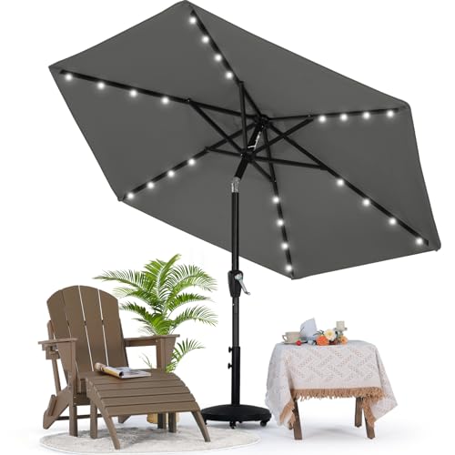 MASTERCANOPY 7.5ft Patio Umbrella with Solar Lights,Dark Gray by MasterCanopy - Used condition - CA$56.68