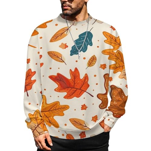 MoBlinko Mens Crewneck Sweater Funny Cartoon Ghosts Mens Sweater Sweaters for Men Long Sleeve Lightweight Pullover