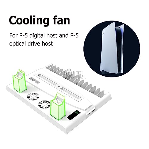 Suporte Multifunção Cooler Carregador 3 USB Para PlayStation 5 Digital Ultra Base Branco