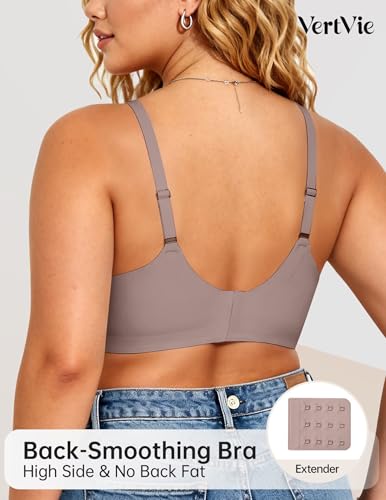 Image of Vertvie Jelly Bras for Women No Underwire Supportive | Seamless Wireless Bralette, Cool Breathable Mesh, Push Up Scalloped V-Neck, Full Coverage Tshirt Bra, Soft Comfortable