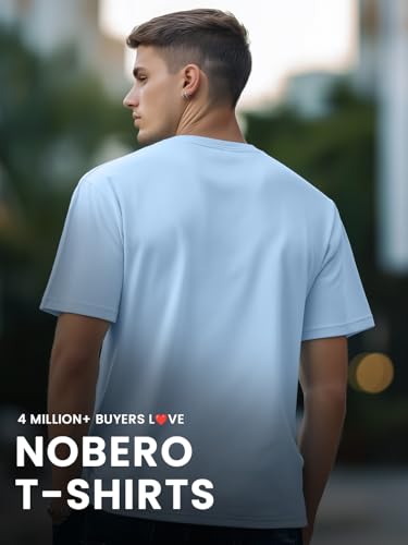 Image of Nobero 100% Cotton T Shirts for Men Stylish | Regular Fit | Graphic Printed T Shirts for Men 180 GSM Combed Cotton | Round Neck Half Sleeve | Pack of 3