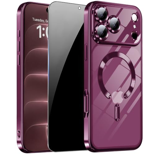 ZOZDOKG Magnetic for iPhone 18 Pro Max Case, Clear Burgundy