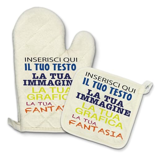 Gruppo Veneziano - set Guanto+Presina personalizzabile - Personalizza Ora il tuo set da cucina Guanto+Presina - 100% made in italy