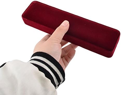 sourcingmap Velvet Wedding Rectangle Necklace Jewelry Gift Case Box 22 x 5.5cm Burgundy