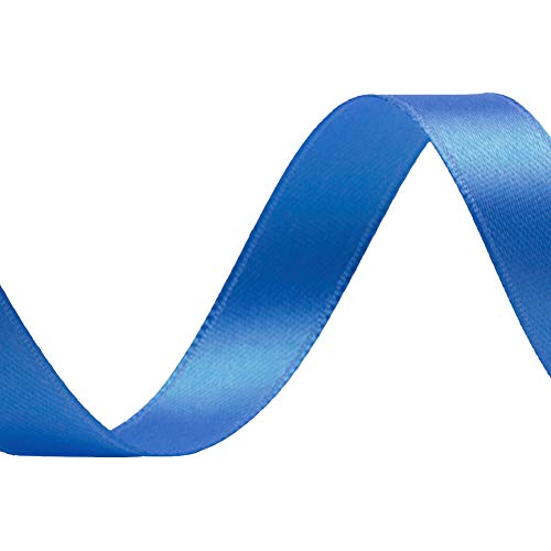 Image of Solid Color Double Faced Blue Satin Ribbon 5 /8 inch X 25 Yards, Ribbons Perfect for Crafts, Wedding Decor, Bow Making, Sewing, Gift Package Wrapping and More