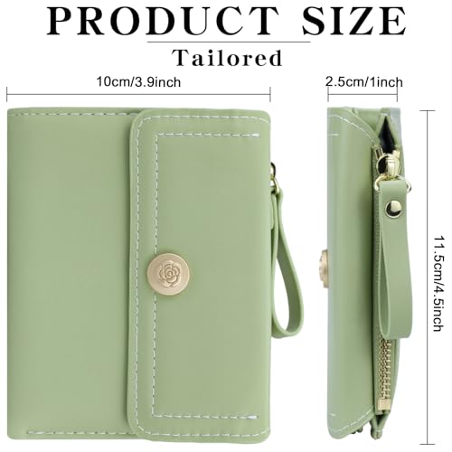 Cute Green Small Wallets for Women and Ladies Cute Thin Mini Wallet with ID Window Kawaii Design Compact and Stylish for Ladies2
