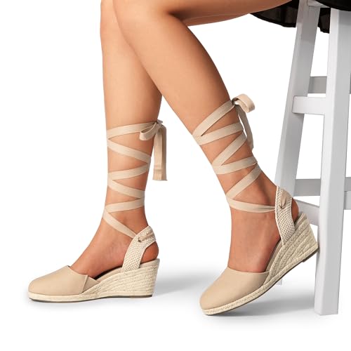 Sandales compensées espadrilles à lanières bout fermé chaussures été - 6