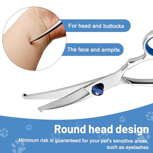 Hunde Scheren, Gebogene Schere Fellschere Für Hund und Katze Sicherheit Runde Spitze Grooming Schere, Edelstahl-Fellschere für Hunde und Katzen