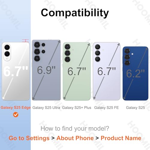 Image of HOOMIL Case for Samsung Galaxy S25 Edge, Anti-Yellowing, Clear