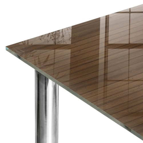 Image of Table Top 60x60 cm (23,6x23,6 inch) | Polished Edges | Wooden texture | Replaceable | Smooth Surface | for Dining, Coffee or Work Tables | Tempered Glass | Different Sizes