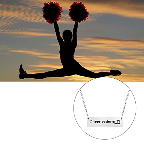 Cheerleader Megaphone Bar Necklace Team Gift (Silver) - Thumbnail 6