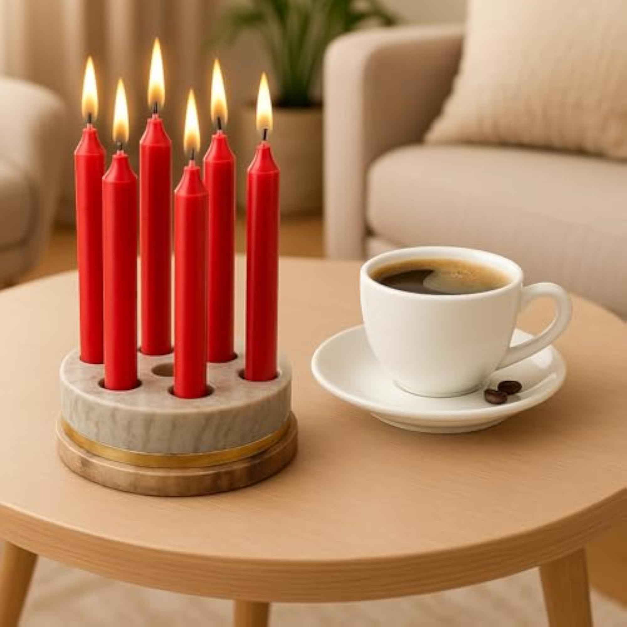 Round Shape Marble Tealight Candle Holder, Decorative Gift